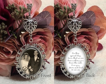 Bouquet Charm, Bridal Bouquet Charm, Memorial Photo Charm, Oval Pendant, Custom Photo & Wording, 1 or 2 Double Sided Oval Pendants