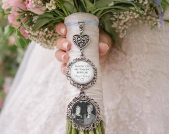 Memorial Wedding Bouquet Photo Charm, Silver Remembrance Keepsake