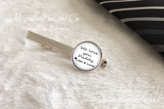 Personalized Tie Clip, Tie Bar for Dad, Silver Tie Bar, Gift for Dad, Fathers Day, Custom Quote or Photo, We Love You Daddy Il_570xn