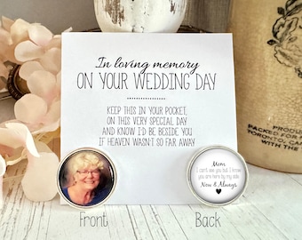 Custom Photo Pocket Charm, Memorial Keepsake for Groom