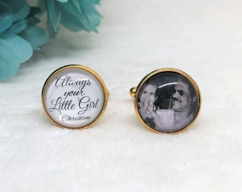 Custom Memorial Photo Cufflinks, Gift for Groom, Gift for Dad, Custom Wedding Cuff link, Always your little girl, Multiple Colors