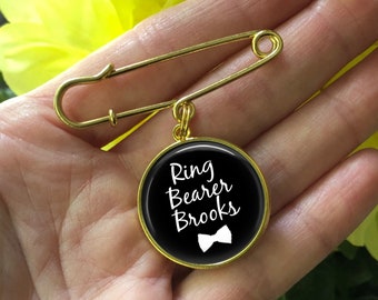 Personalized Ring Bearer Gift, Gift for the Ring Bearer, Groom's Attendant Boutonniere Pin, Ring Security Pin, Ring Bearer Proposal