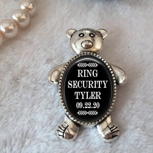 Ring Bearer Gift, Teddy Bear Pin, Ring Security Pin, Custom Ring Bearer Gift, Groom's Attendant Boutonnière Pin, Page Boy, Bridal Party Gift image 2