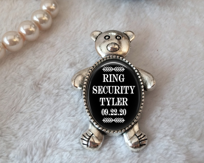 Ring Bearer Gift, Teddy Bear Pin, Ring Security Pin, Custom Ring Bearer Gift, Groom's Attendant Boutonnière Pin, Page Boy, Bridal Party Gift image 2
