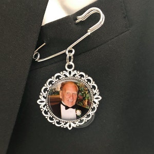 Photo Bouquet Memorial Charm, Memorial Charm for Bride, Double Sided Wedding Charm, Bridal Charm Custom Photo & Text, Walk with me Dad image 6
