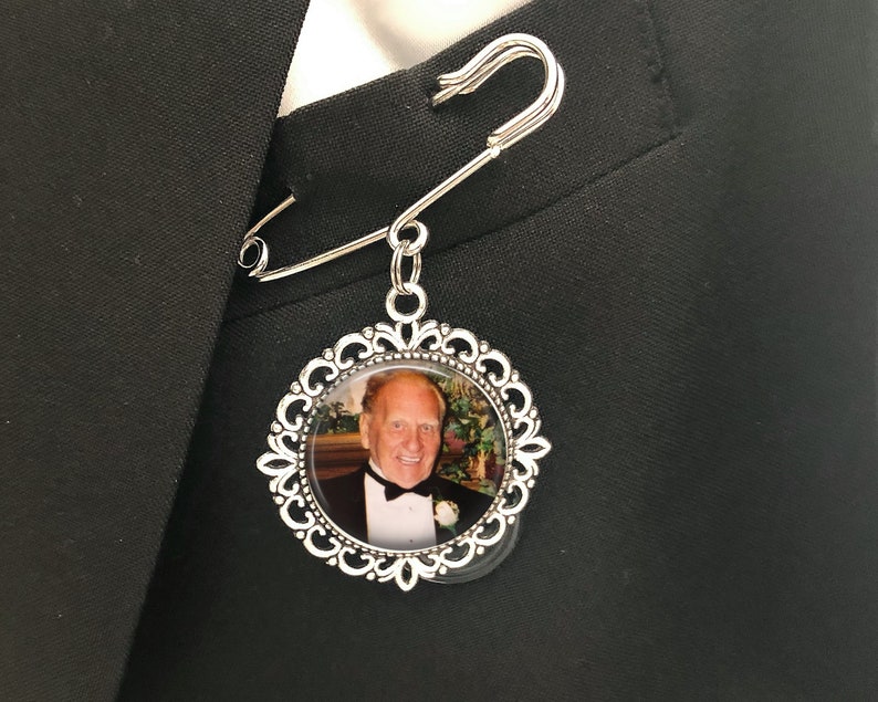 Photo Bouquet Memorial Charm, Memorial Charm for Bride, Double Sided Wedding Charm, Bridal Charm Custom Photo & Text, Walk with me Dad image 6