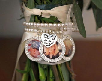 Bridal Bouquet Charm, Bridal Charm, Wedding Bouquet Charm, Memorial Photo Charm, Bling Wedding Charm