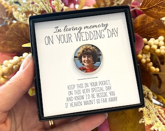 Personalized Memorial Photo Pocket Charm: Wedding Keepsake for Groom