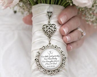 Bridal Bouquet Photo Charm, Wedding Memorial Keepsake, Custom Quote
