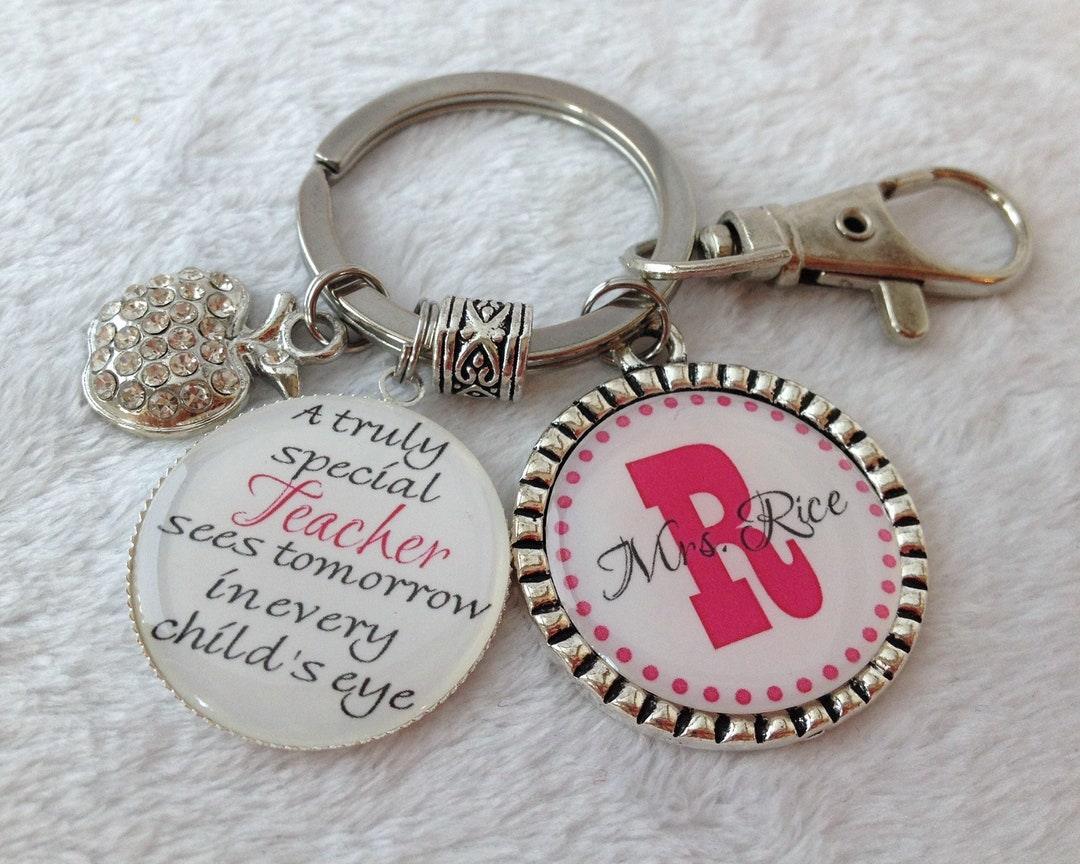 PERSONALIZED TEACHER Key Chain or Necklace, Teacher Gift, School ...