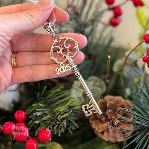 2025 Skeleton Key Ornament, New House Gift, From Realtor Gift, First House, Our First Home, New House Tree Ornament, Dated Ornament, silver