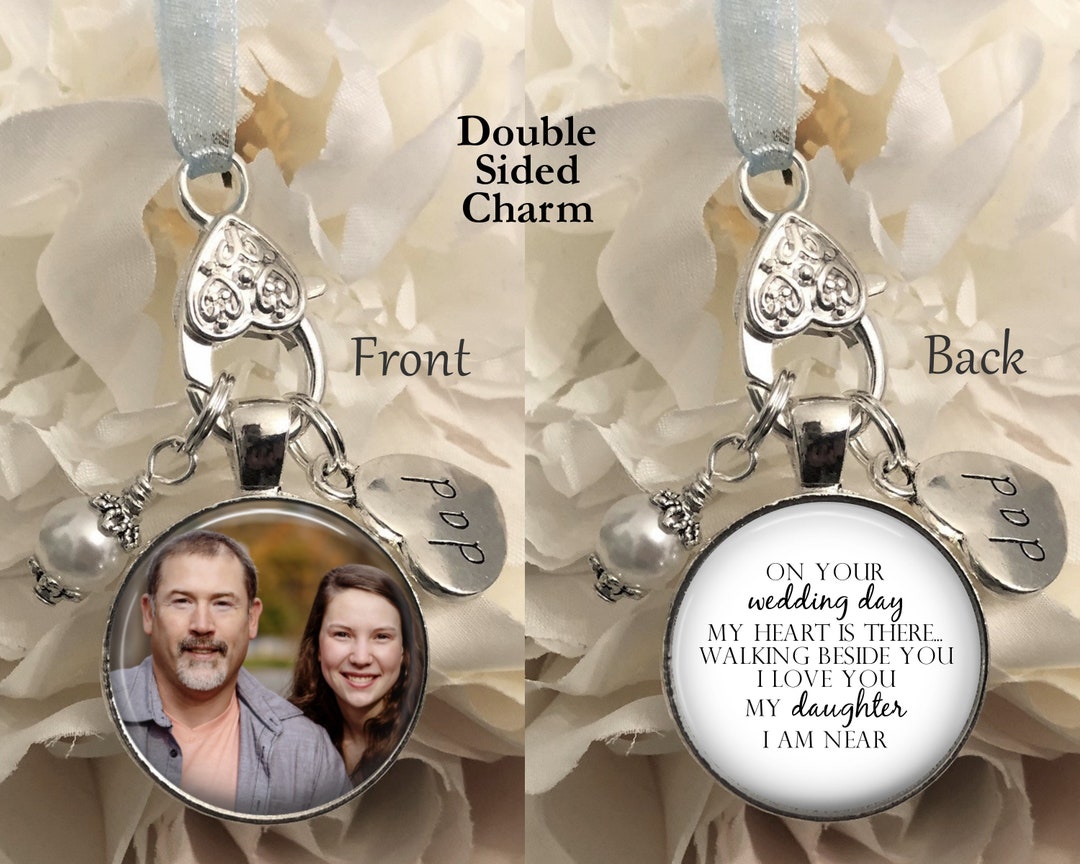  Wedding Memory Bouquet Charm Missing Grandma and Grandpa 2  Frames Bridal Memorial White Silver Finish DIY Picture Template : Handmade  Products
