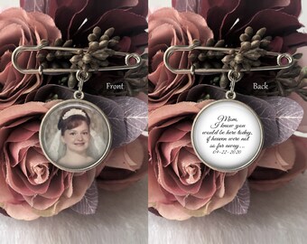 Bridal Bouquet Charm, Memorial Charm for Bride, Groom Boutonniere Memorial, Double Sided Photo Charm, Custom Photo & Text