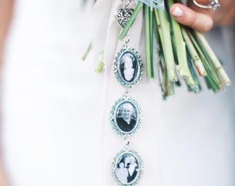 Custom Photo Memorial Bouquet Charm, Personalized Wedding Keepsake 