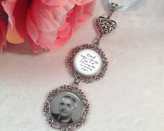 Bridal Bouquet Charm, Personalized Wedding Bouquet Charm, Photo Memorial Charm, Custom Photo & Wording, 1 to 4 pendants, Dad Memory Charm