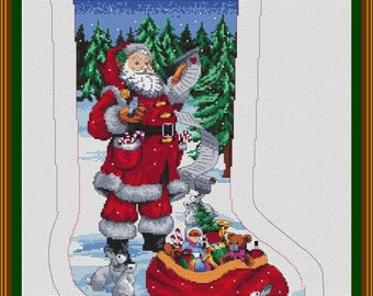 SANTA'S BOOT Flipped  is a 14 count cross stitch PDF pattern/chart  for Dmc  Threads