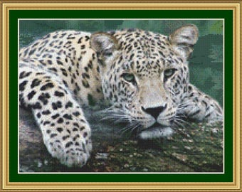 Calling all Cat Lovers LEOPARD is a 14 count cross stitch pattern chart for  DMC  Threads
