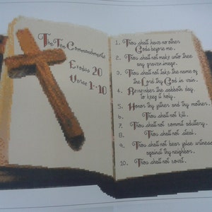 THE TEN COMMANDMENTS is a 14ct cross stitch pdf pattern, with,Dmc threads
