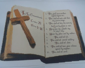 THE TEN COMMANDMENTS is a 14ct cross stitch pdf pattern, with,Dmc threads