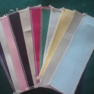 12 espacios en blanco para marcadores de libros EXTRA GRANDES, Aida de 14 ct, tamaño mínimo 3 "x 8" Todos los colores disponibles