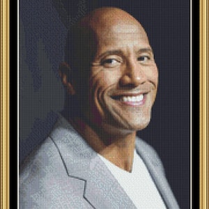 PORTRAIT of Dwayne Johnson ( The Rock ) is a 16 count cross stitch PDF chart,  pattern