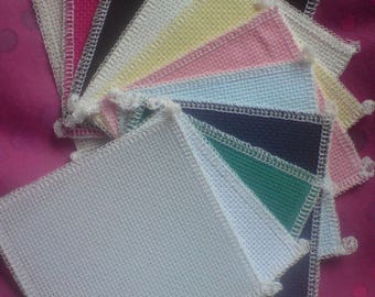 Aida 50cm x 50cm ( 19.5"x 19.5") 14 count with 10 colours All overlocked to stop fraying  4 cross stitch, Ideal for card making