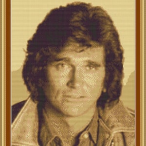 PORTRAIT of  Michael Landon is a 14 count cross stitch PDF chart,  pattern