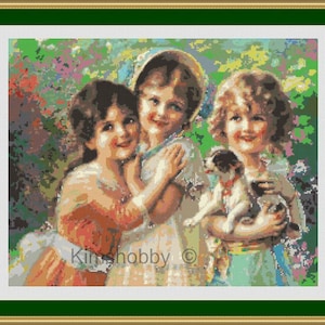 Best Friends BY Émile Vernon (1872-1919)  is a counted cross stitch chart PDF