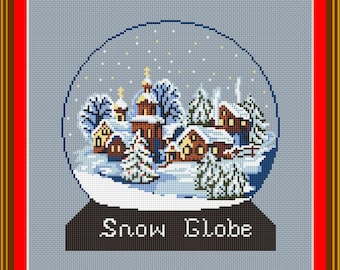 SNOW GLOBE   is a new for this Christmas 14 count cross stitch PDF pattern/chart  for Dmc  Threads