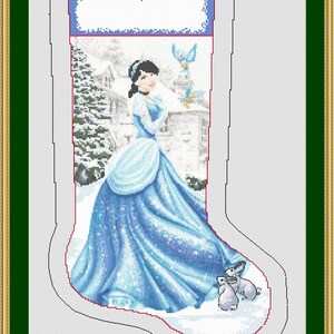 PRINCESS CHRISTMAS BOOT is a14 count cross stitch pdf pattern/chart  for Dmc  Threads