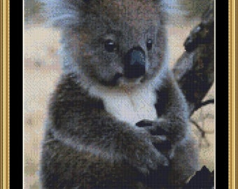 KOALA is a  14  count cross stitch PDF pattern, chart  for  Dmc  Threads