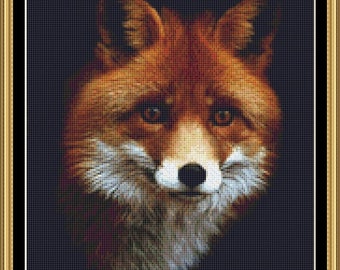 Red Fox Head is a  14 count PDF Cross Stitch full back ground Chart, Pattern