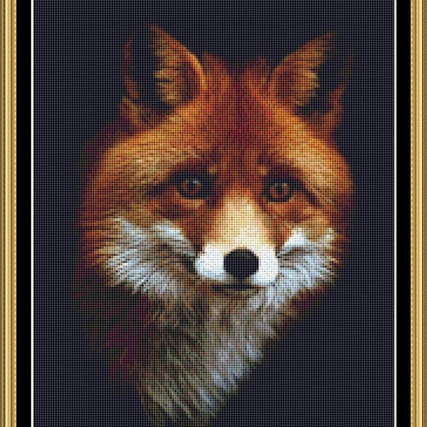 This Red Fox Head is a  14 count Cross Stitch Kit with full back ground