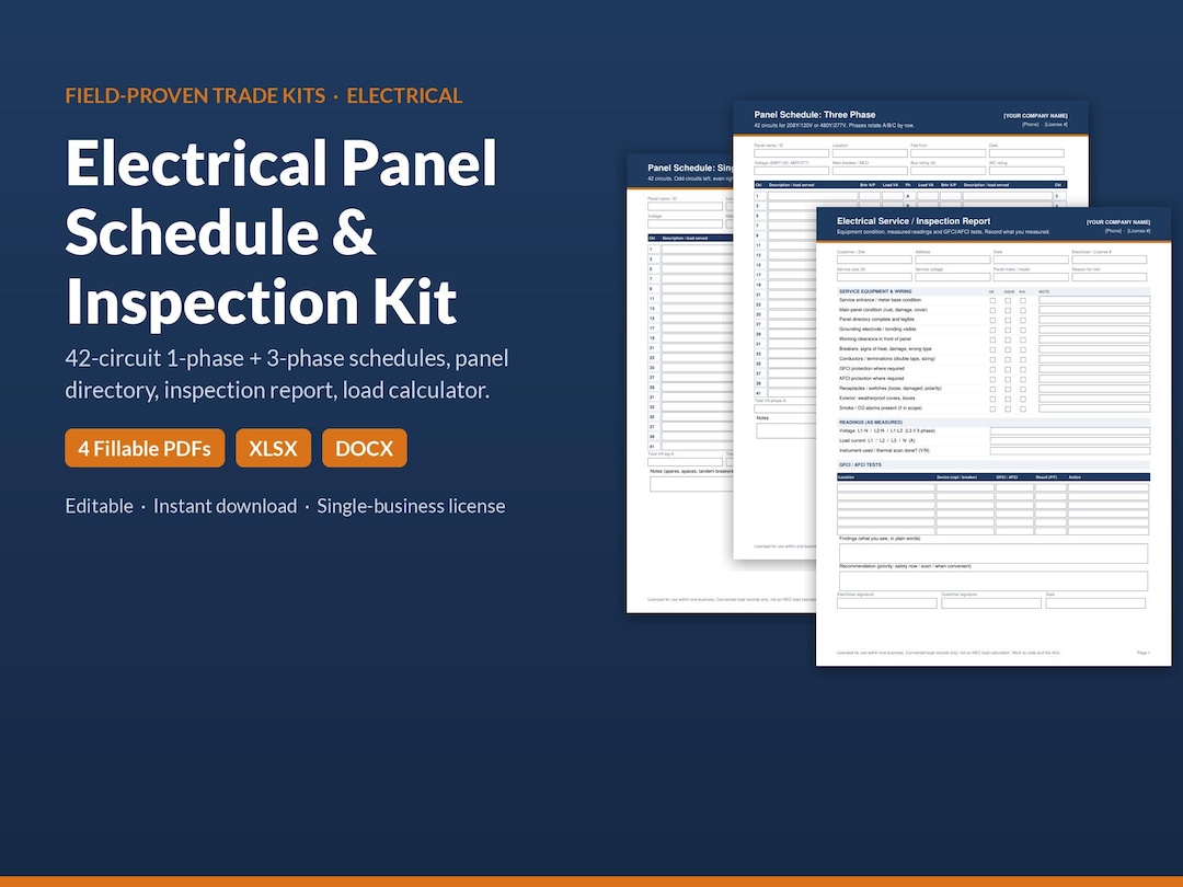 Static Electrical Load Electrical Panel Schedule Template, Fillable 42 Circuit Single and ...