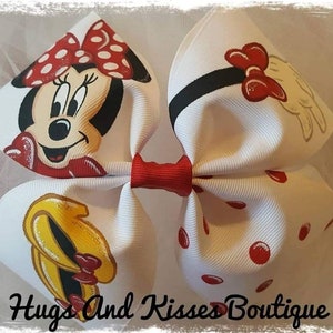 Adorable Minnie Deluxe Handpainted Hairbow By Hugs And Kisses Boutique