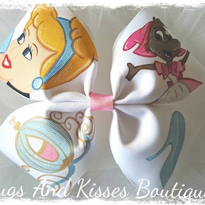 Deluxe Cinderella Handpainted Hairbow By Hugs And Kisses Boutique