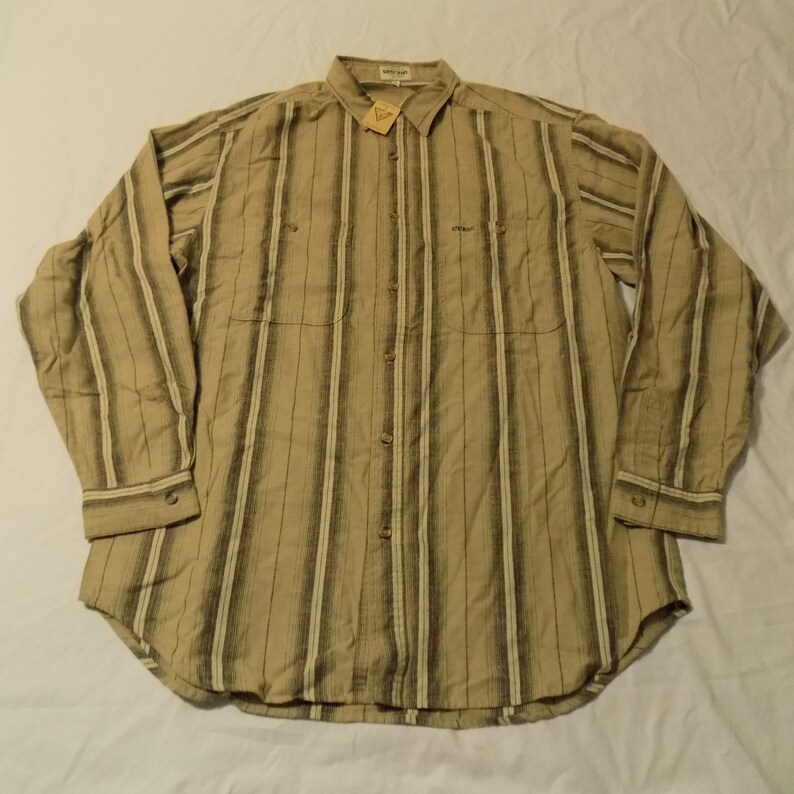Vintage NOS 80s 90s Men/'s Guess Button Up Striped Shirt Size M Made In The USA