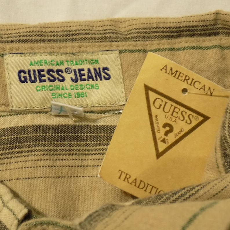 Vintage NOS 80s 90s Men/'s Guess Button Up Striped Shirt Size M Made In The USA