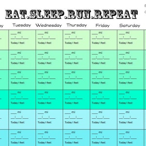 Printable Running Log, Running Calendar, Fillable Running Log, Training ...