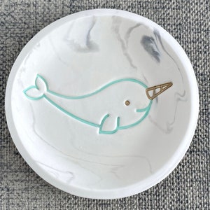 Cute Narwhal, Kawaii Decor, Narwhal Accessories, Narwhal Jewelry Dish, Ring Dish, Catchall, Narwhal, Narwhal gift, kawaii narwhal, ocean