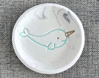 Cute Narwhal, Kawaii Decor, Narwhal Accessories, Narwhal Jewelry Dish, Ring Dish, Catchall, Narwhal, Narwhal gift, kawaii narwhal, ocean