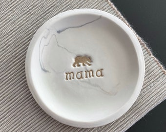 Ring Holder with Bear, Custom Ring Dish, Personalized Jewelry Dish, One of a Kind Gift for mom