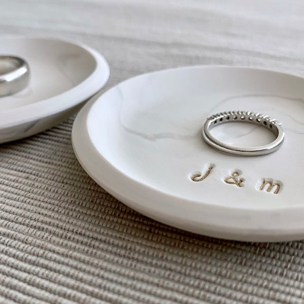 Personalized Ring Holder, Engagement Ring Dish, Wedding Gift for Couple, Anniversary gift for wife, Groom Gift from Bride