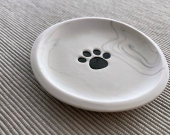 Paw Print Ring Dish, Personalized Jewelry Dish, Cat Lover Vanity Tray, Cute Animal Ring Holder, Dog Memorial Gift