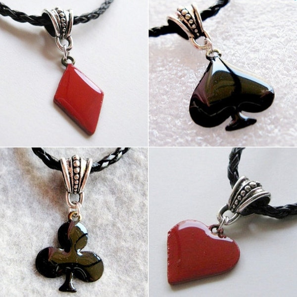 Spade Necklace /Card Suit Necklaces/Spade Diamond Heart Club