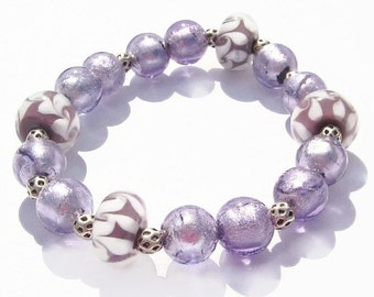 Purple Bracelet, Stretch Bracelet, Beaded Bracelet, Lavender Jewelry, beaded, Spring Jewelry, Mothers Day Gift, Summer Bracelet