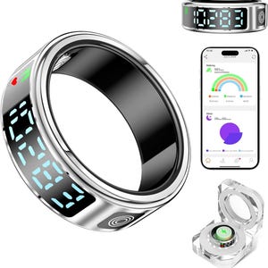 Smart Rings for Women Men, Sleep Tracker, Step Tracker, No Subscription Fee, IP68 Waterproof Smart Ring for iPhone & Android