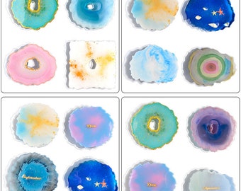 Diy epoxy resin  art Dry flower coaster mold set diy silicone mold wave irregular mold