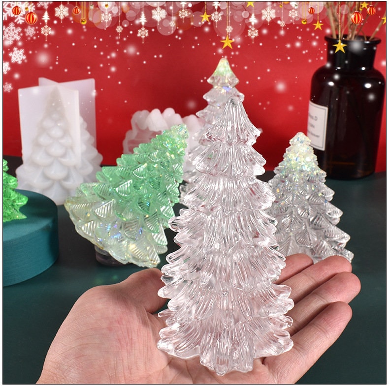2pcs 3D Christmas Tree Candle Resin Silicone Mold Different Xmas Pine