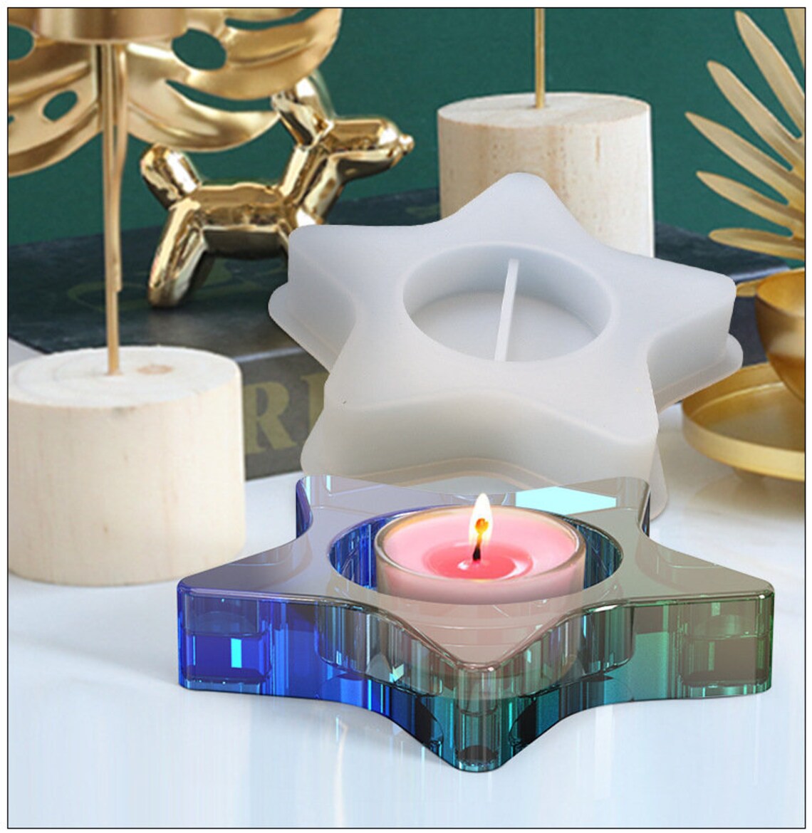 Epoxy resin diy art mold candle diy fivepointed star Etsy